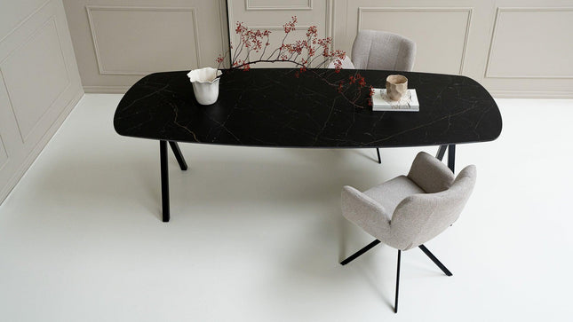 Keramik-Esstisch Nero Ardi - Dänisches Oval - Schere schwarz