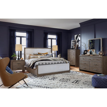 Magnussen Home Westbourne Dark Umber Upholstered Panel Queen Bed