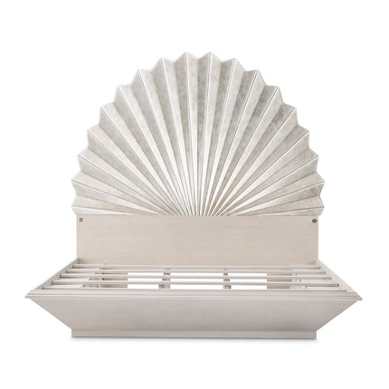 Michael Amini Fantosini King Fan Bed - Silver Leaf