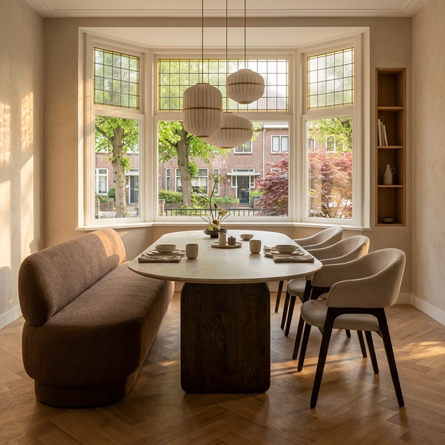 Keramiek eettafel Hermitage Arena - Plat Ovaal - Flip Walnut Brown 2x