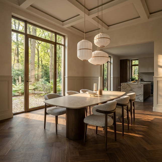 Keramiek eettafel Hermitage Arena - Deens Ovaal - Columbus Walnut Brown 1x