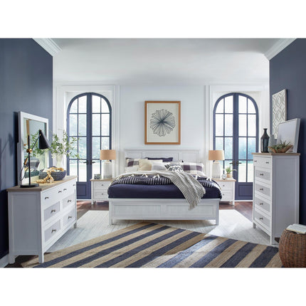 Salt Life Home Windmill Harbour White Whisp and Sand Queen Panel Bed