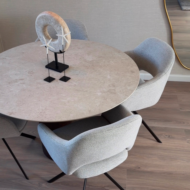Keramiek eettafel Hermitage Arena - Rond - Columbus walnut brown 1x