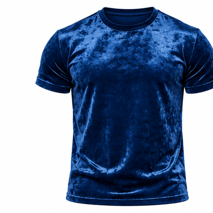 Heren Fluwelen T-shirt – Slim Fit Velvet Shirt met Ronde Hals en Korte Mouwen – Zacht, Ademend & Casual – Zwart, Rood en Blauw