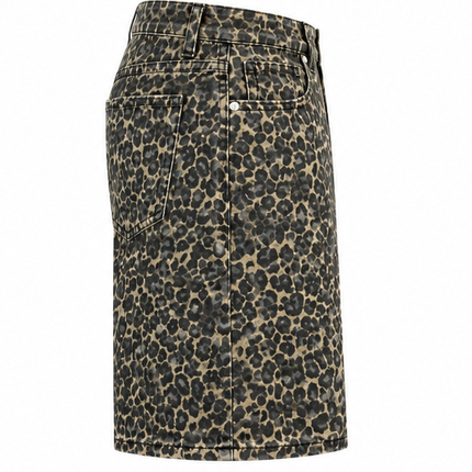 Heren Denim Bermuda Shorts met Luipaardprint – Vintage Streetwear Korte Broek