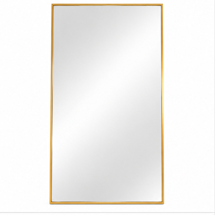 Grote gouden staande passpiegel 172 x 78 cm met rechthoekig aluminium frame en gehard glas, vloerspiegel voor slaapkamer of inloopkast