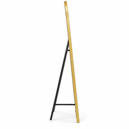 Boogspiegel 168x58 cm met slank metalen frame, grote verticale passpiegel met afgeronde bovenkant op witte achtergrond.