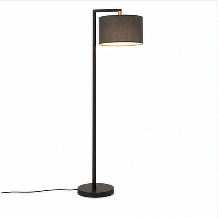 Moderne Staande Lamp Zwart met Beige Stoffen Lampenkap 166 cm Hoog – Vloerlamp voor Woonkamer en Slaapkamer