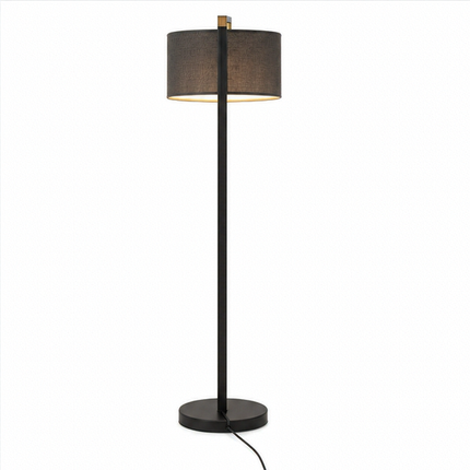 Moderne Staande Lamp Zwart met Beige Stoffen Lampenkap 166 cm Hoog – Vloerlamp voor Woonkamer en Slaapkamer
