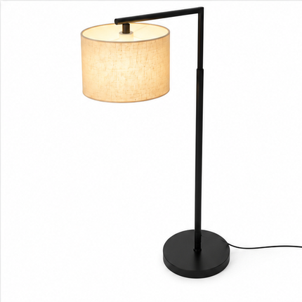 Moderne Staande Lamp Zwart met Beige Stoffen Lampenkap 166 cm Hoog – Vloerlamp voor Woonkamer en Slaapkamer