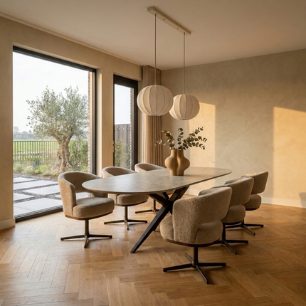 Keramik-Esstisch Hermitage Arena - Flach oval - Marcel Walnut Brown 2x