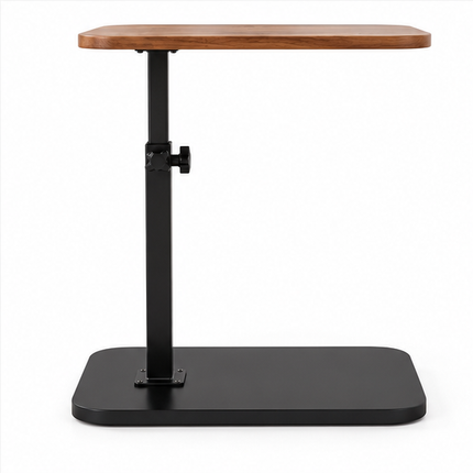 Verstelbare Bijzettafel met Houtlook Blad – 360° Draaibaar – In Hoogte Verstelbaar – Opklapbare Laptoptafel – Multifunctionele Salontafel – Zwart Metalen Onderstel – Bruin/Zwart/Wit