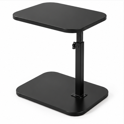 Verstelbare Bijzettafel met Houtlook Blad – 360° Draaibaar – In Hoogte Verstelbaar – Opklapbare Laptoptafel – Multifunctionele Salontafel – Zwart Metalen Onderstel – Bruin/Zwart/Wit