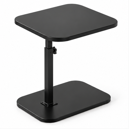 Verstelbare Bijzettafel met Houtlook Blad – 360° Draaibaar – In Hoogte Verstelbaar – Opklapbare Laptoptafel – Multifunctionele Salontafel – Zwart Metalen Onderstel – Bruin/Zwart/Wit