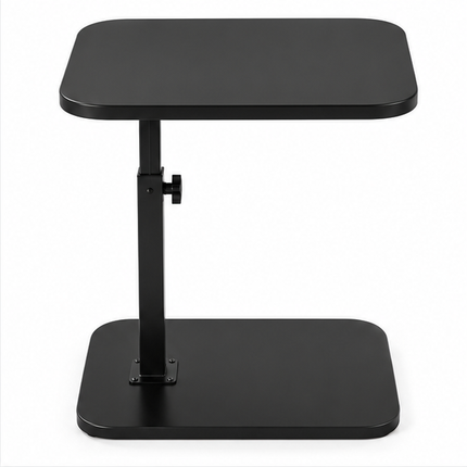 Verstelbare Bijzettafel met Houtlook Blad – 360° Draaibaar – In Hoogte Verstelbaar – Opklapbare Laptoptafel – Multifunctionele Salontafel – Zwart Metalen Onderstel – Bruin/Zwart/Wit