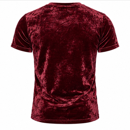 Heren Fluwelen T-shirt – Slim Fit Velvet Shirt met Ronde Hals en Korte Mouwen – Zacht, Ademend & Casual – Zwart, Rood en Blauw
