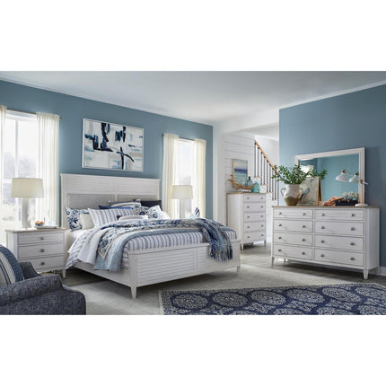 Salt Life Home Echo Isles Sea Pearl and Driftwood Queen Upholstered Panel Bed