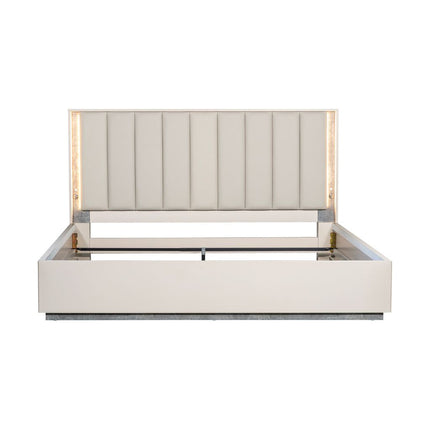 Michael Amini Pavira Bed with LED Lights - Stone