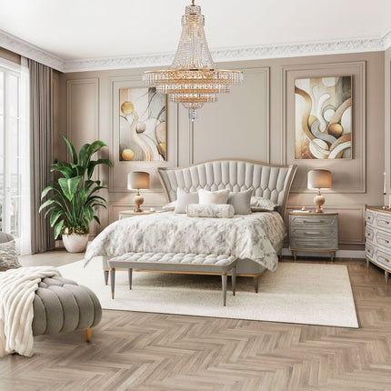Michael Amini St. Charles Upholstered Bed - Dove Gray