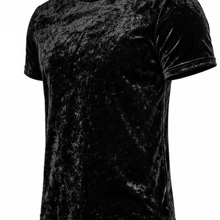 Heren Fluwelen T-shirt – Slim Fit Velvet Shirt met Ronde Hals en Korte Mouwen – Zacht, Ademend & Casual – Zwart, Rood en Blauw